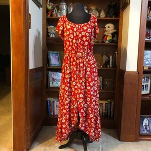 Just Found Red Floral Midi Dress